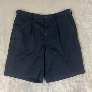 Nike‎ Golf Shorts Mens 36 Navy Blue Dri-FIT Pleated Chino Performance Swoosh